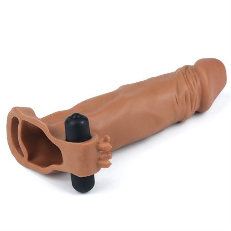 19 cm 4 cm Uzatmalı Realistik Titreşimli Penis Kılıfı Melez XTender - LV1063B