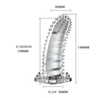Klitoral Uyarıcılı Tırtıklı Şeffaf Penis Kılıfı - B1115