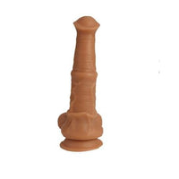 Belden Bağlamalı 43 cm Et Dokulu Gerçekçi Çift Katmanlı Sünnetsiz Silikon Melez Penis - Horse Power 3 - BDM1583MB