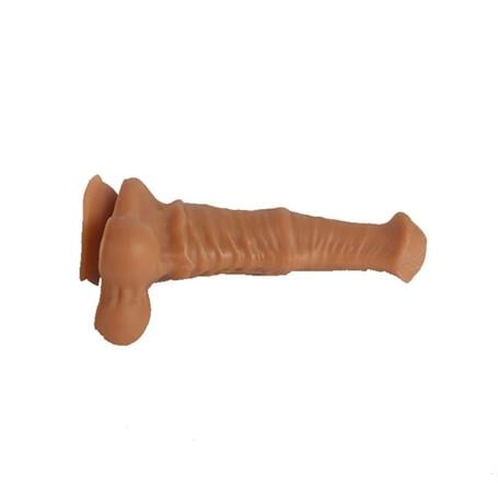 Belden Bağlamalı 43 cm Et Dokulu Gerçekçi Çift Katmanlı Sünnetsiz Silikon Melez Penis - Horse Power 3 - BDM1583MB