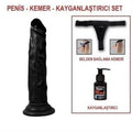 18,5 cm Belden Bağlamalı Realistik Testissiz Zenci Dildo Penis Set - BDM10031B