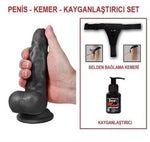 17 cm Belden Bağlamalı Realistik Dildo Zenci Penis Set - U6102B