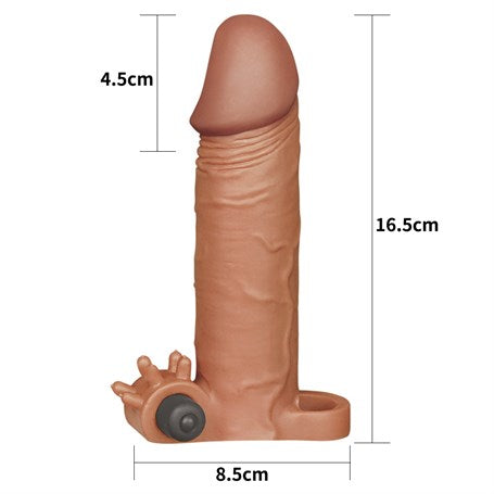 16,5 cm 4,5 cm Uzatmalı Realistik Titreşimli Penis Kılıfı Melez XTender - LV1062B