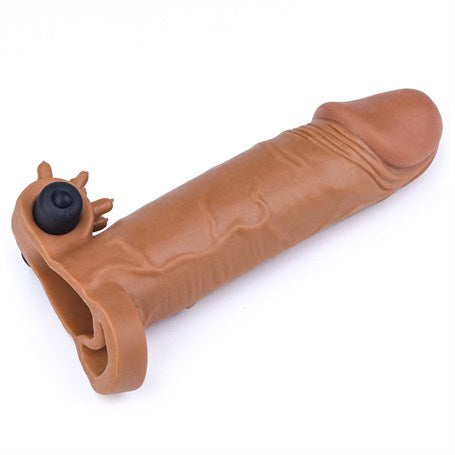 16,5 cm 4,5 cm Uzatmalı Realistik Titreşimli Penis Kılıfı Melez XTender - LV1062B