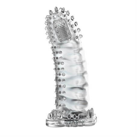 4 cm Uzatmalı Eğik Titreşimli Şeffaf Penis Kılıfı - CA-B1116