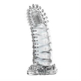 4 cm Uzatmalı Eğik Titreşimli Şeffaf Penis Kılıfı - CA-B1116
