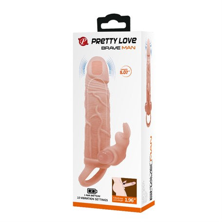 5 cm Dolgu Uzatmalı 10 Fonksiyonlu Çift Titreşimli Penis Kılıfı Prezervatif Vibratör - BDM2622