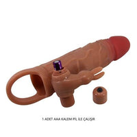 5 cm Dolgu Uzatmalı Titreşimli Penis Kılıfı Prezervatif Vibratör - Osmar - BDM1431