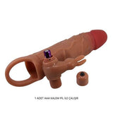 5 cm Dolgu Uzatmalı Titreşimli Penis Kılıfı Prezervatif Vibratör - Osmar - BDM1431