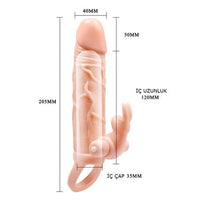 5 cm Dolgu Uzatmalı 10 Fonksiyonlu Çift Titreşimli Penis Kılıfı Prezervatif Vibratör - BDM2622