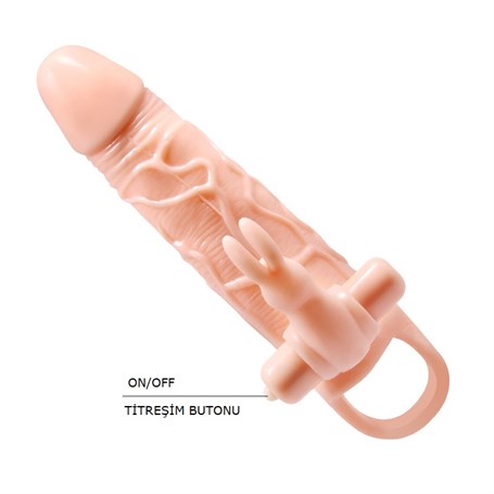 5 cm Dolgu Uzatmalı 10 Fonksiyonlu Çift Titreşimli Penis Kılıfı Prezervatif Vibratör - BDM2622