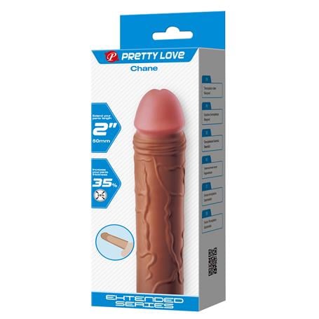 18 cm 5 cm Dolgulu Premium Melez Rengi Silikon Penis Kılıfı - Chane - BDM1402