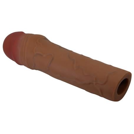 18 cm 5 cm Dolgulu Premium Melez Rengi Silikon Penis Kılıfı - Chane - BDM1402