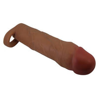 5 cm Dolgulu Premium Melez Rengi Silikon Penis Kılıfı - Hani - BDM1403