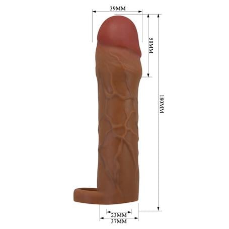 5 cm Dolgulu Premium Melez Rengi Silikon Penis Kılıfı - Hani - BDM1403