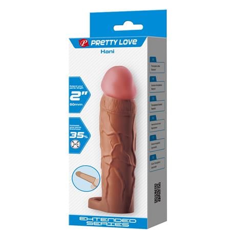 5 cm Dolgulu Premium Melez Rengi Silikon Penis Kılıfı - Hani - BDM1403