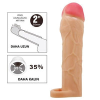 5 cm Dolgulu Premium Ten Rengi Silikon Penis Kılıfı - Hani - BDM1392