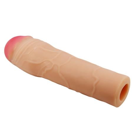 18 cm 5 cm Dolgulu Premium Ten Rengi Silikon Penis Kılıfı - Chane - BDM1391