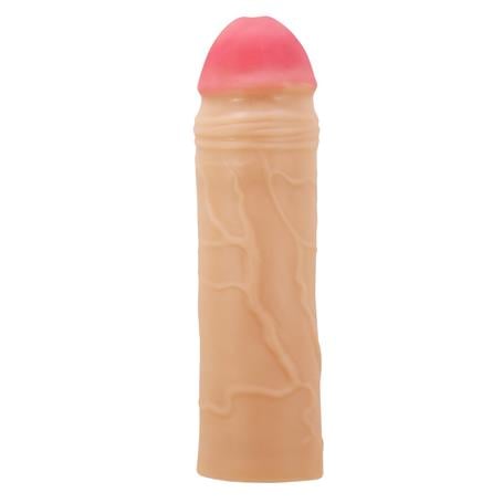 18 cm 5 cm Dolgulu Premium Ten Rengi Silikon Penis Kılıfı - Chane - BDM1391