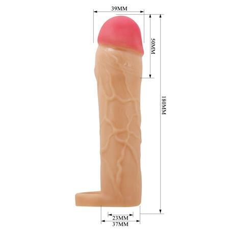 18 cm 5 cm Dolgulu Premium Ten Rengi Silikon Penis Kılıfı - Hani - BDM1392
