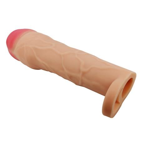 18 cm 5 cm Dolgulu Premium Ten Rengi Silikon Penis Kılıfı - Hani - BDM1392