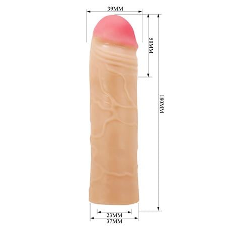 18 cm 5 cm Dolgulu Premium Ten Rengi Silikon Penis Kılıfı - Chane - BDM1391