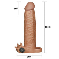 5 cm Uzatmalı Realistik Titreşimli Penis Kılıfı Melez XTender - CA-LV1064B