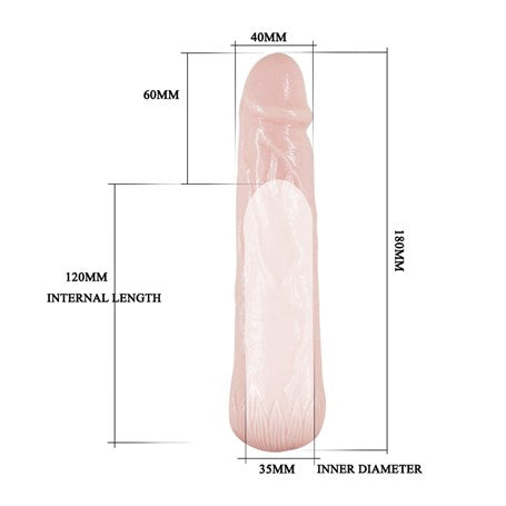 18 cm 6 cm Dolgulu Uzatmalı Silikon Penis Kılıfı - BDM6208