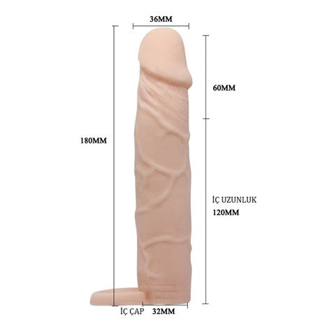 6 Cm Dolgulu Realistik Uzatmalı Penis Kılıfı Dildo Ten Rengi Penis - B1214