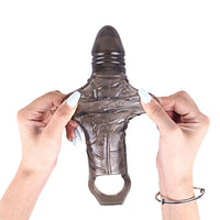 %10 İndirim – 6 cm Dolgulu Realistik Zenci Penis Kılıfı - CA-BDM1524S