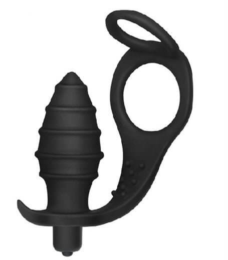 Penis Halkalı Titreşimli Anal Penetratör Plug Masturbatör - LV2652