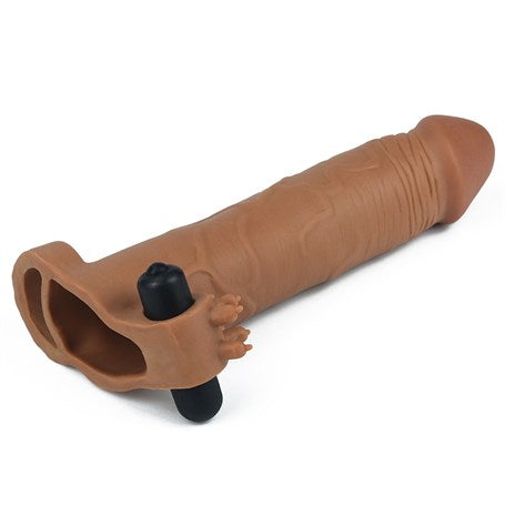 6,5 cm Uzatmalı Realistik Titreşimli Penis Kılıfı Melez XTender - LV1065B