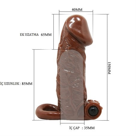 6,5 cm Uzatmalı Titreşimli Damarlı Penis Kılıfı - BDM1611