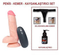 17,5 cm Belden Bağlamalı Titreşimli Realistik Dildo Penis Set - U6089B