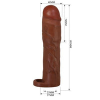 7,6 cm Dolgulu Premium Melez Rengi Silikon Penis Kılıfı - Gerd - BDM1405