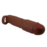7,6 cm Dolgulu Premium Melez Rengi Silikon Penis Kılıfı - Gerd - BDM1405
