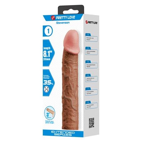 7,6 cm Dolgulu Premium Melez Rengi Silikon Penis Kılıfı - Stevenson - BDM1416