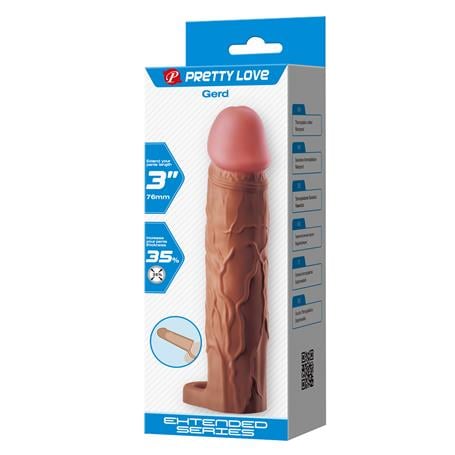 20,5 cm 7,6 cm Dolgulu Premium Melez Rengi Silikon Penis Kılıfı - Gerd - BDM1405