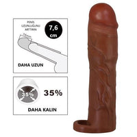7,6 cm Dolgulu Premium Melez Rengi Silikon Penis Kılıfı - Gerd - BDM1405