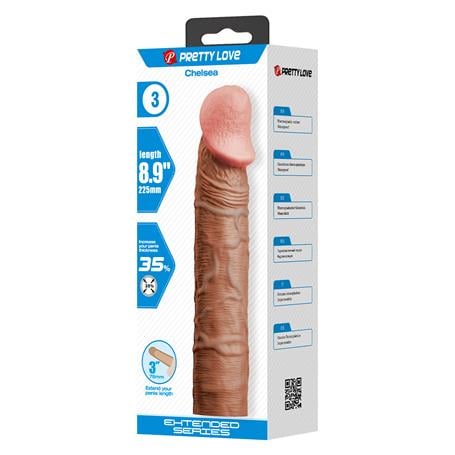 7,6 cm Dolgulu Premium Melez Rengi Silikon Penis Kılıfı - Chelsea - BDM1412