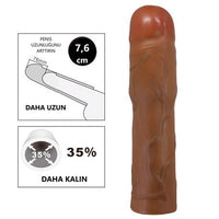 7,6 cm Dolgulu Premium Melez Rengi Silikon Penis Kılıfı - Kylian - BDM1404