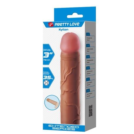 20,5 cm 7,6 cm Dolgulu Premium Melez Rengi Silikon Penis Kılıfı - Kylian - BDM1404