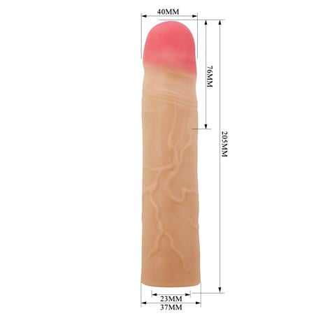 7,6 cm Dolgulu Premium Ten Rengi Silikon Penis Kılıfı - Kylian - CA-BDM1393