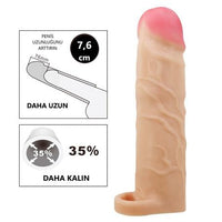 7,6 cm Dolgulu Premium Ten Rengi Silikon Penis Kılıfı - Gerd - BDM1394