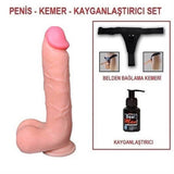 21 cm Realistik Kalın Dildo Penis Belden Bağlamalı Set - U6011B