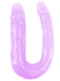 Hi-Rubber Şeffaf Jel Çift Taraflı Eğik Dildo - 17cm Mor - C-CH7306