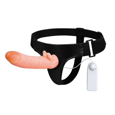 8 cm Dolgulu İçi Boş Titreşimli Belden Bağlamalı Vajina Girişli Protez Kumandalı Vibratör - BDM0158