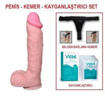 24 cm Belden Bağlamalı Realistik Dildo Penis Set - U6003B