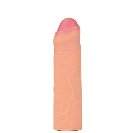 16,5 cm Nature Extender 4.5 cm Dolgulu Premium Ten Rengi Silikon Sünnetsiz Penis Kılıfı - LV4212F