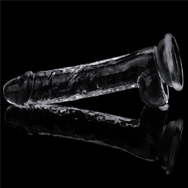 Yeni Nesil 19 Cm Ultra Soft Vantuzlu Şeffaf Damarlı Penis Dildo - FA-LV310016